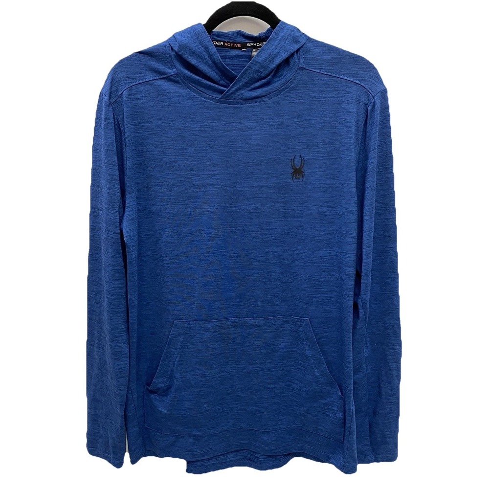 Spyder Active Men's M Blue Pullover Stretch Hoodie ProWeb‎ Performance Shirt